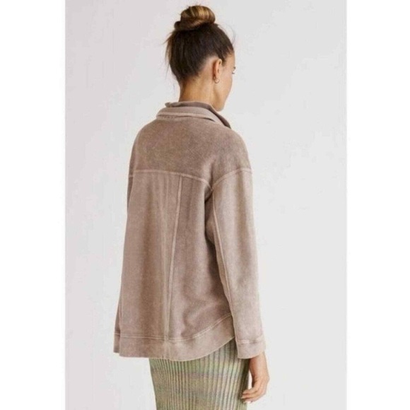 Anthropologie Pilcro Relaxed Oversized Shacket Tan Sand Shirt Jacket High-Low - Picture 4 of 9